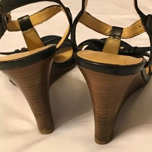 Ivanka Trump wedge sandals.  Black leather